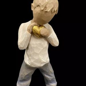 WILLOW TREE ANGEL OF Boy Gold Heart Man FIGURINE.